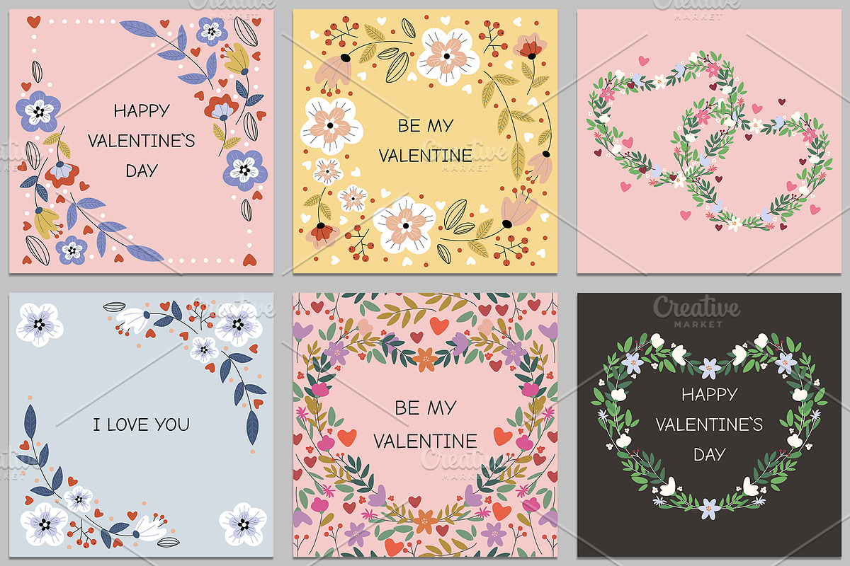 Happy Valentine's Day greeting cards, a Decorative Illustration by KartInnka (Photo 2 of 3)