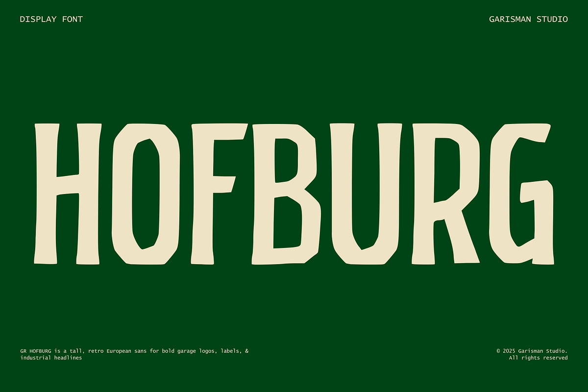 GR HOFBURG – Retro Industrial, a Sans Serif Font by Garisman Std (Photo 1 of 11)