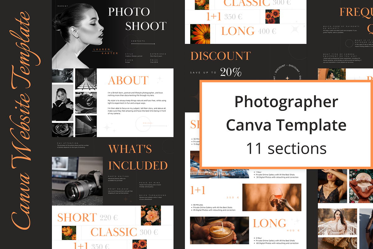 Photographer. Canva Website Template, a Marketing Template by KaluginaWEB (Photo 1 of 6)