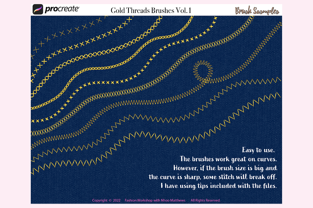 Procreate Brushes 42 Gold Thread Vol.1