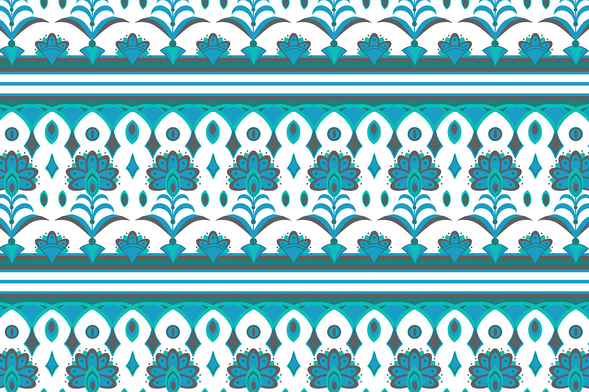 Teal Border Floral Seamless Repeat, a Pattern Graphic by Sharon Schwalbe