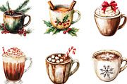 Watercolor Christmas Coffee Core PNG, a Work Illustration by CraftArtStudio (Thumbnail 3 of 6)