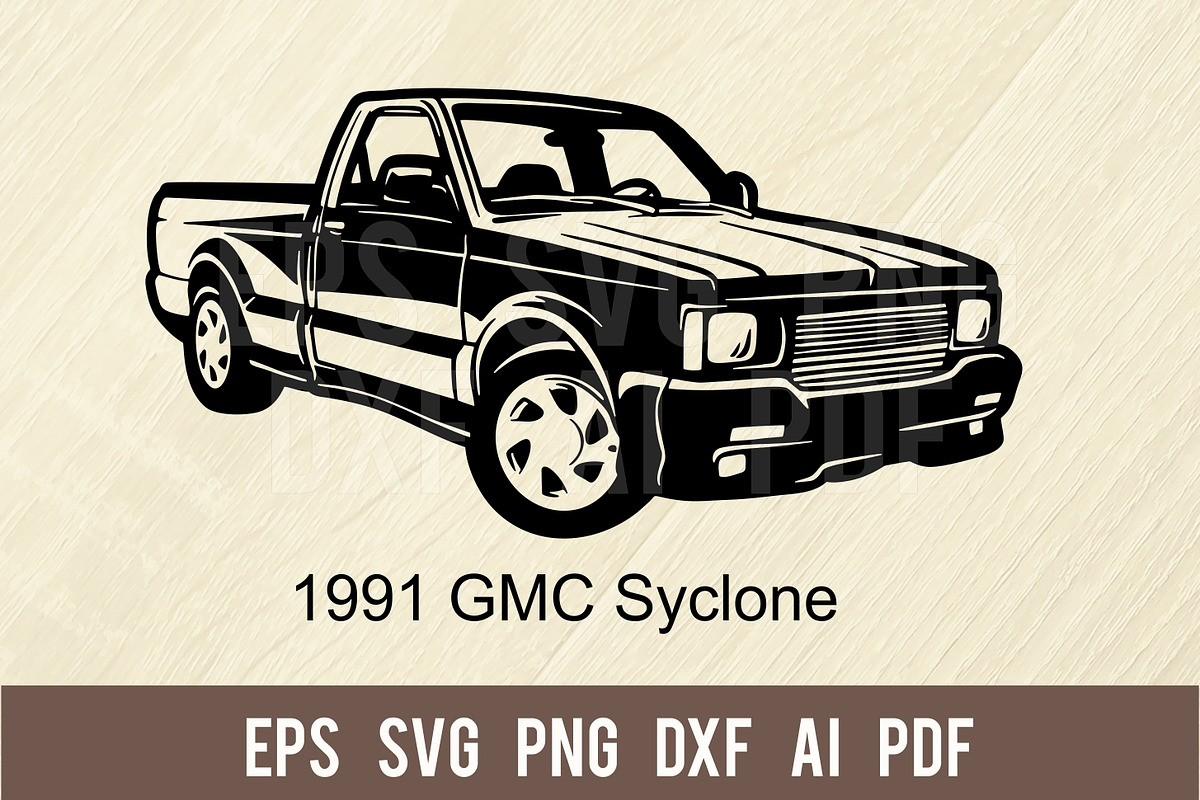 GMC Syclone 1991 - Cut SVG, an Illustration by Digital-Clipart