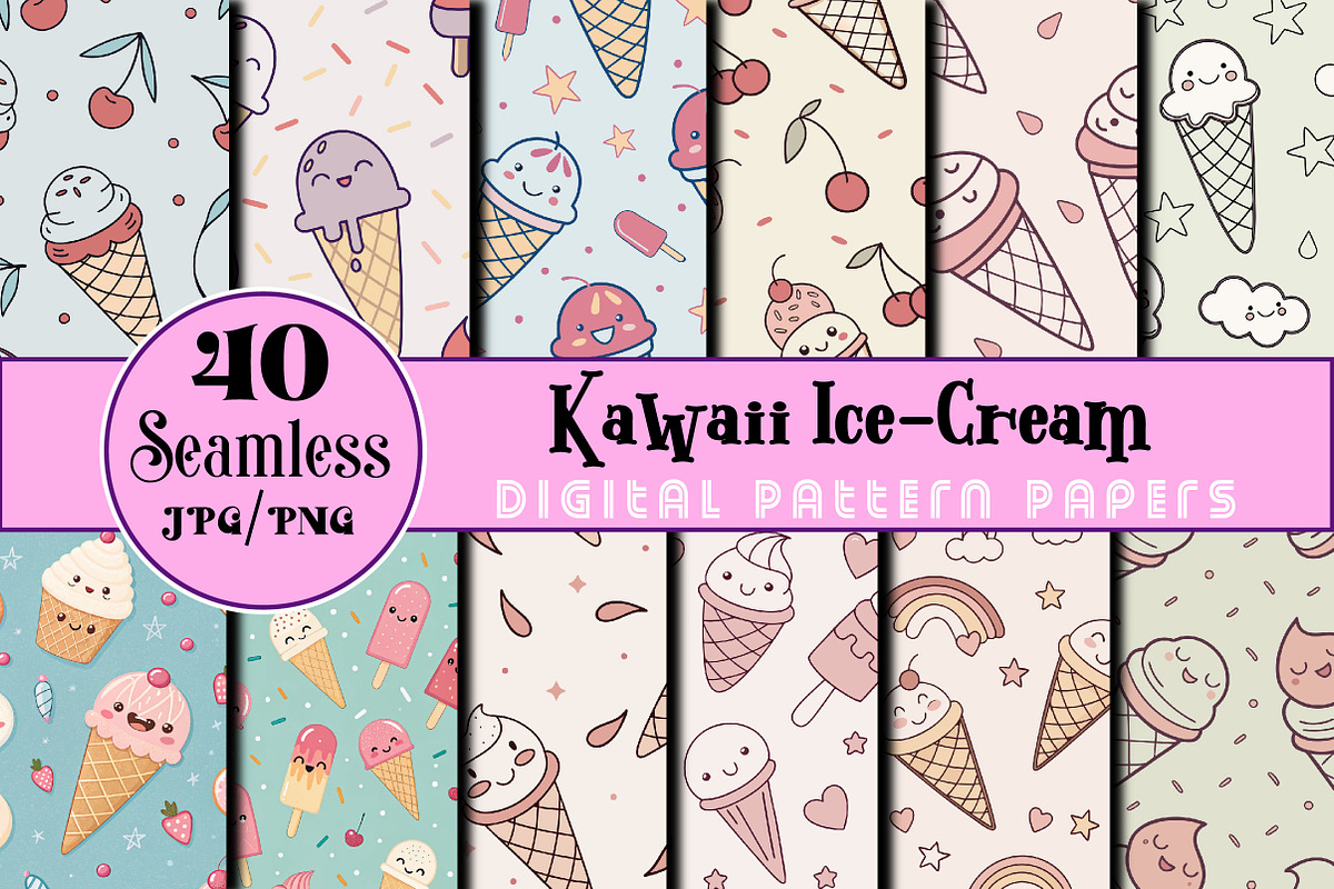 Kawaii Ice-Cream Digital Papers, an Arts & Entertainment Photo by Wow Magic (Photo 1 of 2)