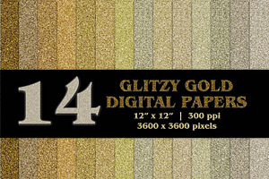 14 Glitzy Gold Digital Papers