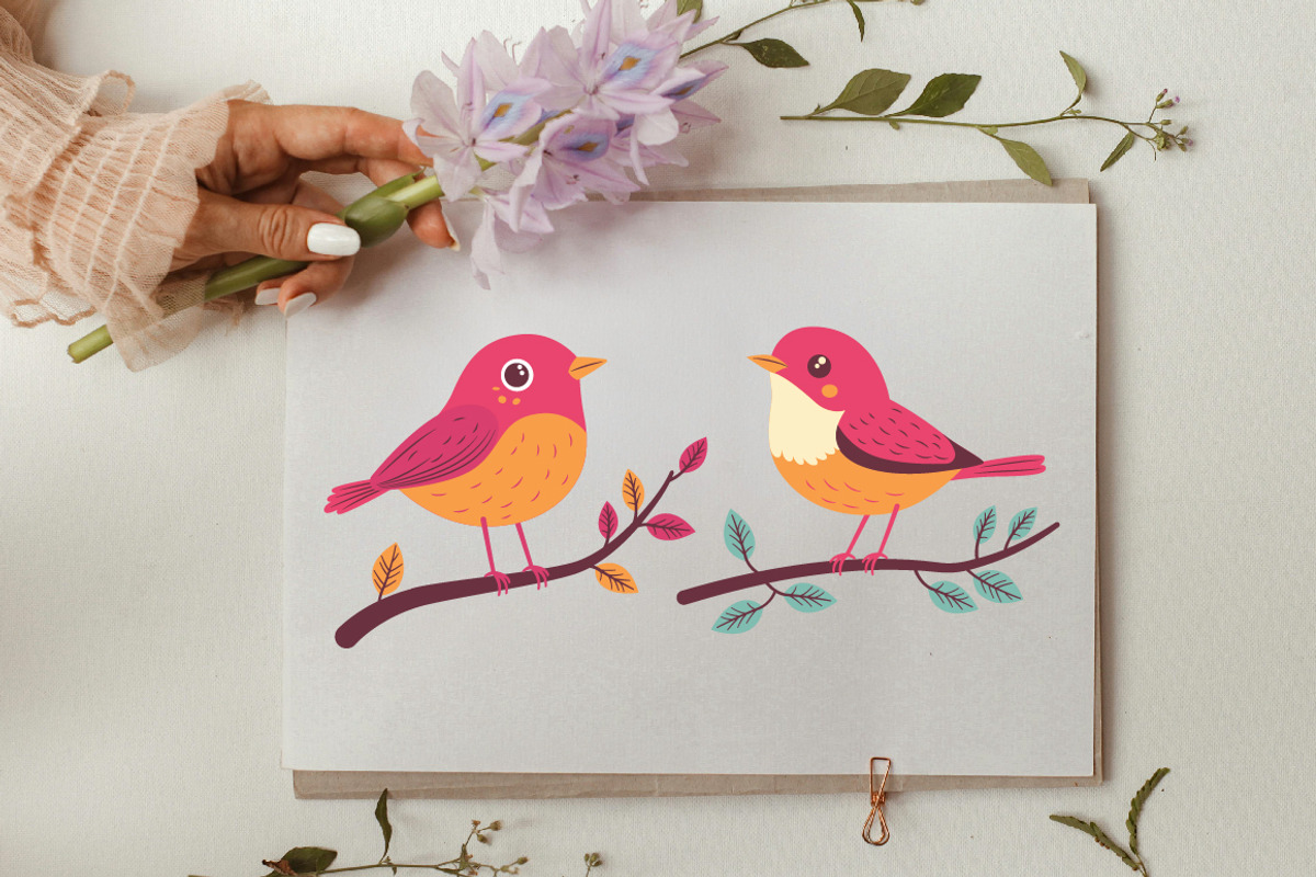 14 Cute Red Robin Bird on Tree Twig, an Animal Illustration by jongcreative (Photo 3 of 8)