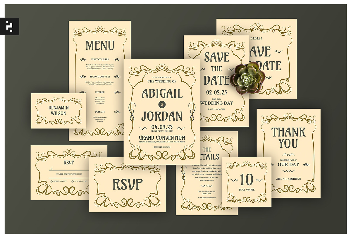Art Nouveau Wedding Suite, an Invitation Template by Neermana (Photo 1 of 4)