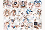 Zodiac Sign Clipart Set Celestial, a Person Illustration by GlamArtZhanna (Thumbnail 6 of 8)