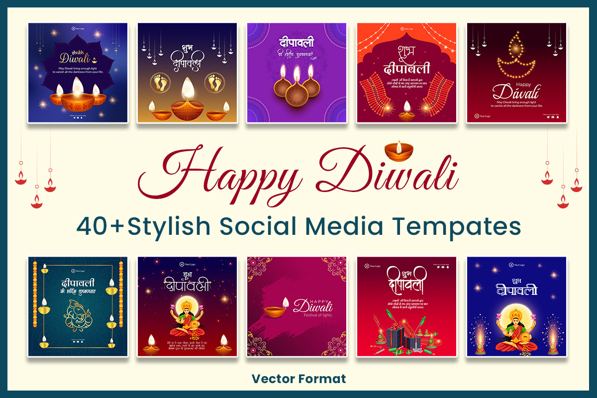 Happy Diwali Banner Bundle Pack, a Social Media Template by Creative Hatti (Photo 4 of 7)