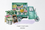 Watercolor flower market car clipart, an Object Illustration by yana.fefelova (Thumbnail 6 of 6)