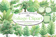 Watercolor Foliage Clipart Bundle, an Illustration by DreamCafeArt (Thumbnail 1 of 6)