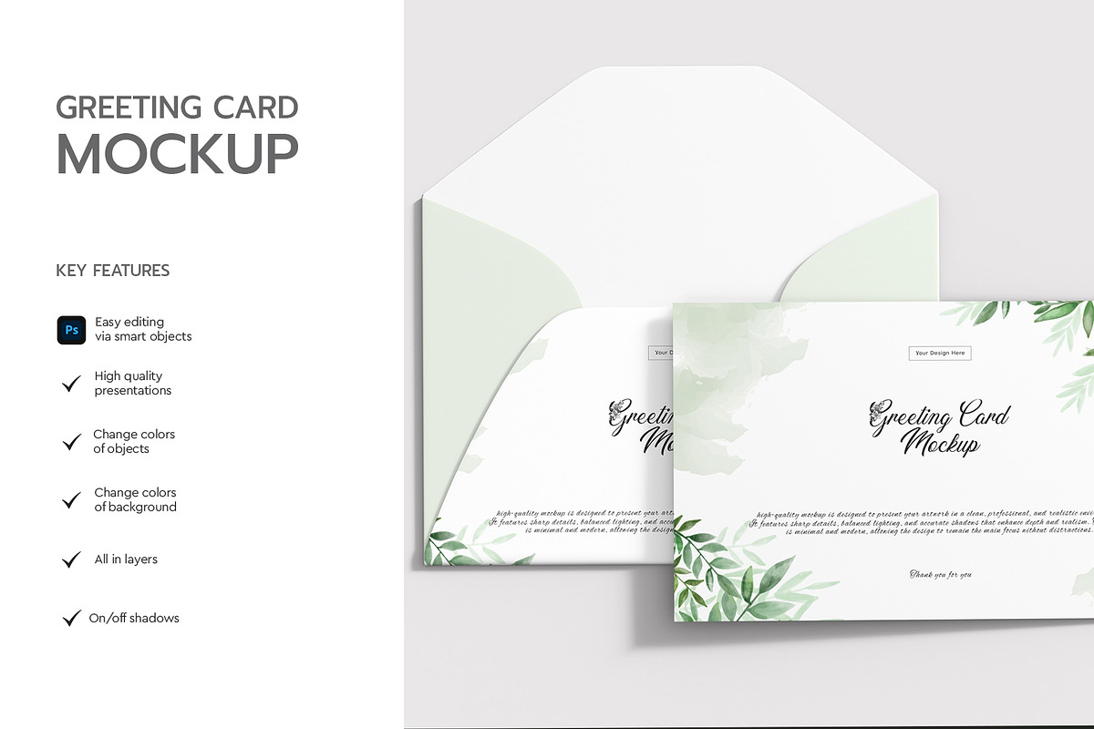 Realistic Greeting Card Mockup, a Product Mockup by graphypix (Photo 2 of 4)