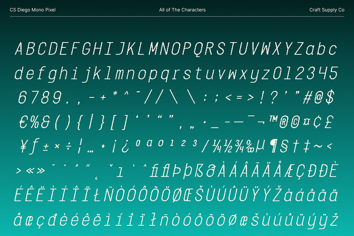 CS Diego Mono Pixel, a Sans Serif Font by Craft Supply Co. (Photo 8 of 8)