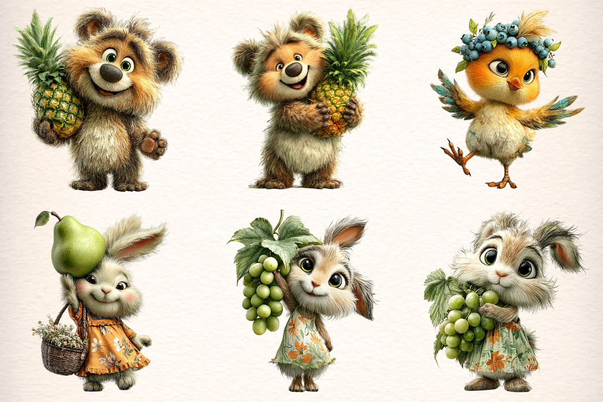 Whimsical Animal Fruit Clipart, a Transportation Illustration by Digital Artistic99 (Photo 2 of 10)