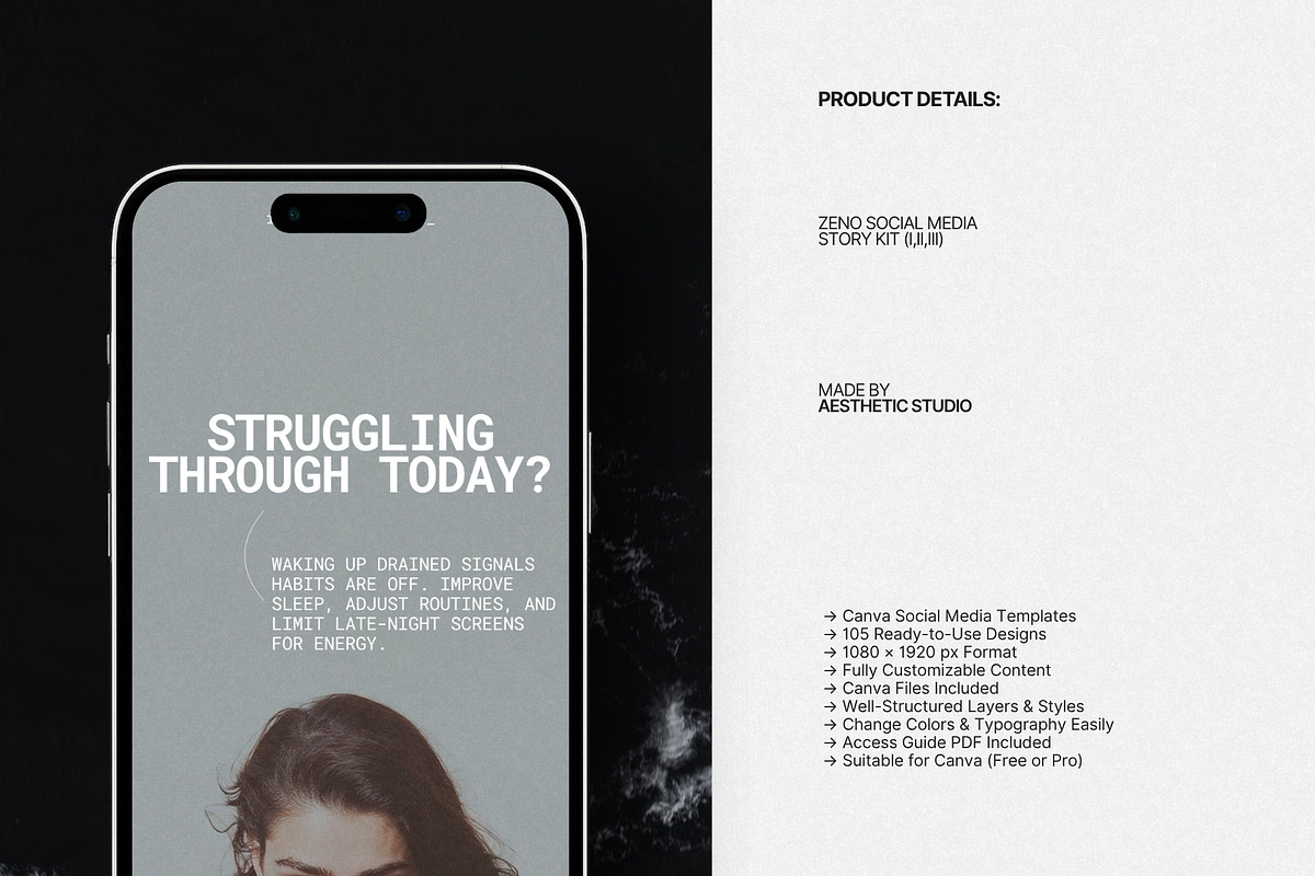 ZENO | Instagram STORIES Bundle, a Social Media Template by The Aesthetic Studio (Photo 7 of 10)