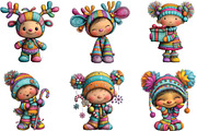 Whimsical Christmas Baby Kid Clipart, an Illustration by CraftArtStudio (Thumbnail 2 of 6)