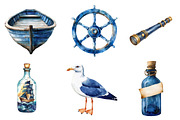 Vintage Navy Blue Sailing Clipart, an Illustration by CreationArt (Thumbnail 2 of 5)