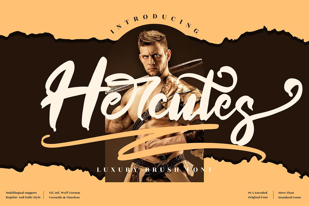 Hercutes Brush Font LS, a Font by GranzCreative (Photo 1 of 16)