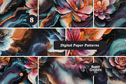 Cosmic Flowers Digital Paper Pack #1, a Pattern Graphic by Happy Creators Co. (Thumbnail 4 of 7)