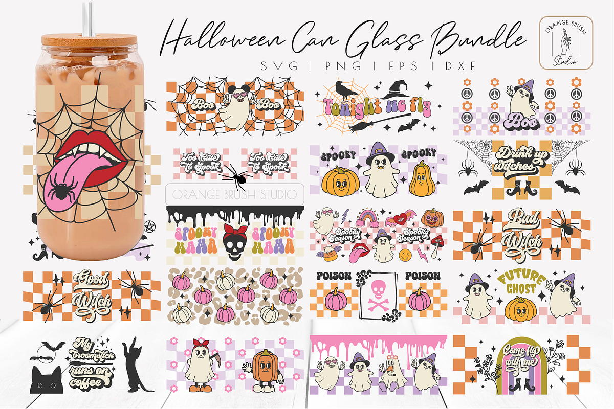 Halloween Beer Can Glass Wrap Bunde, a Pattern Graphic by Orange Brush Studio (Photo 1 of 4)