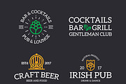 Set of retro vintage beer and alcohol logo or insignia, emblems, labels and badges and other branding objects. Vector line style, a Branding & Logo Template by GraphiShop (Thumbnail 4 of 4)