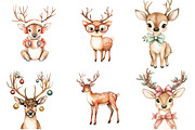 Funny Cute Christmas Reindeer Bundle, an Illustration by DreamArtGraphic (Thumbnail 5 of 5)