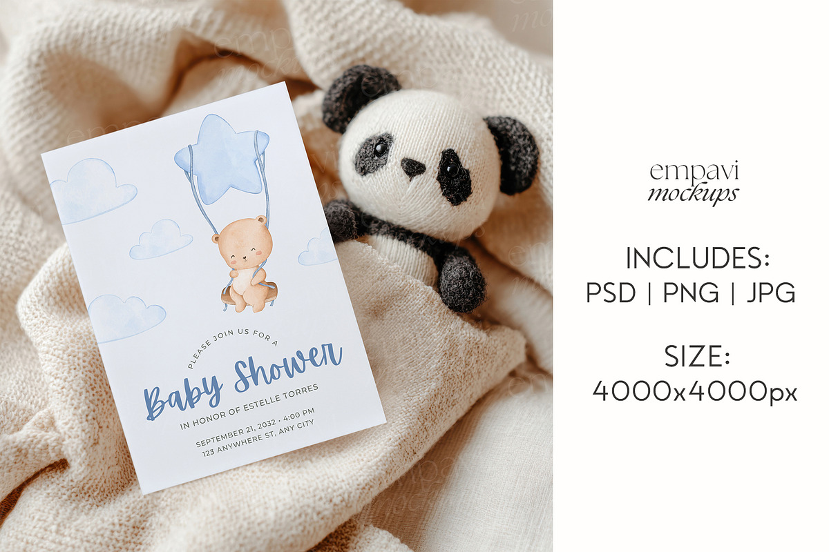 5x7 Baby Shower Card Mockup, a Mockup by EmpaviMockups (Photo 4 of 8)