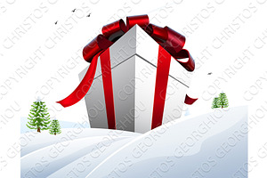 Big Gift Huge Present Box Christmas, an Illustration by Christos Georghiou