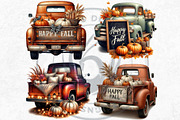Fall trucks with pumpkins PNG, a Seasonal Illustration by ThatsDesignArt (Thumbnail 7 of 10)