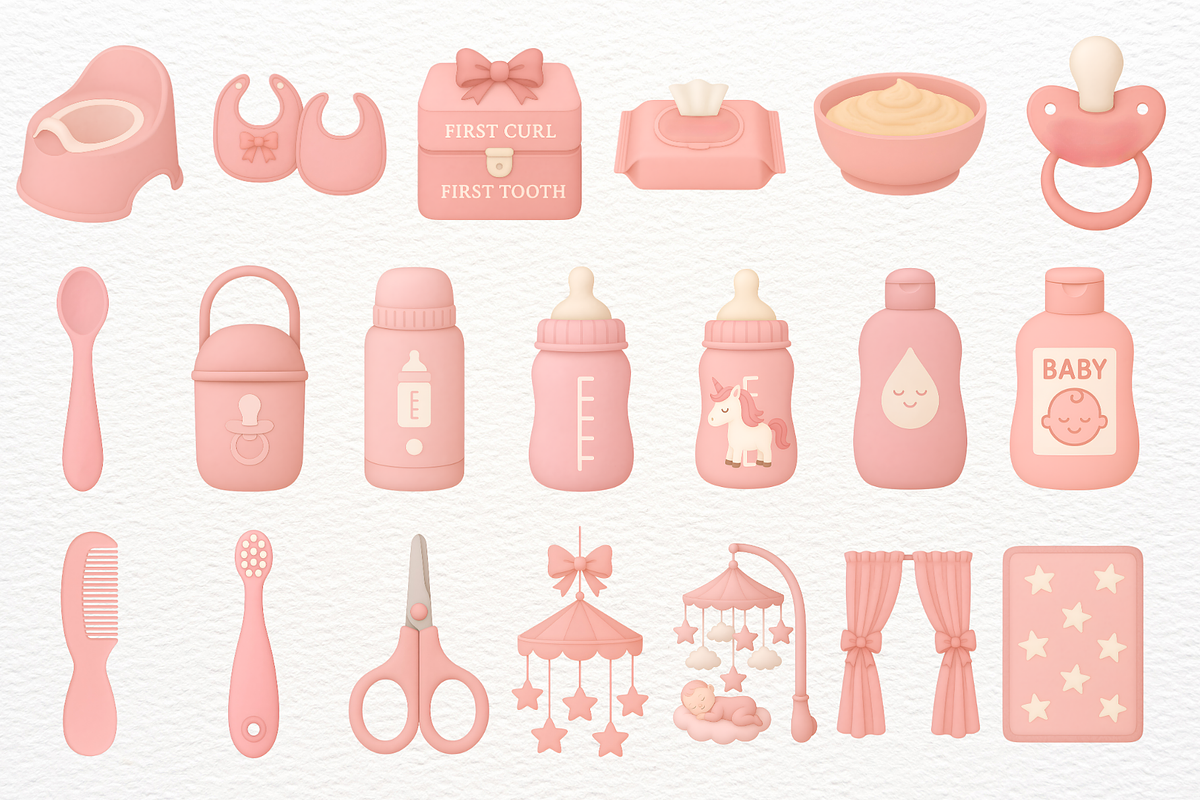 Newborn Baby Girl Nursery Clipart, an Object Illustration by SugarCloudStudioArt (Photo 2 of 7)