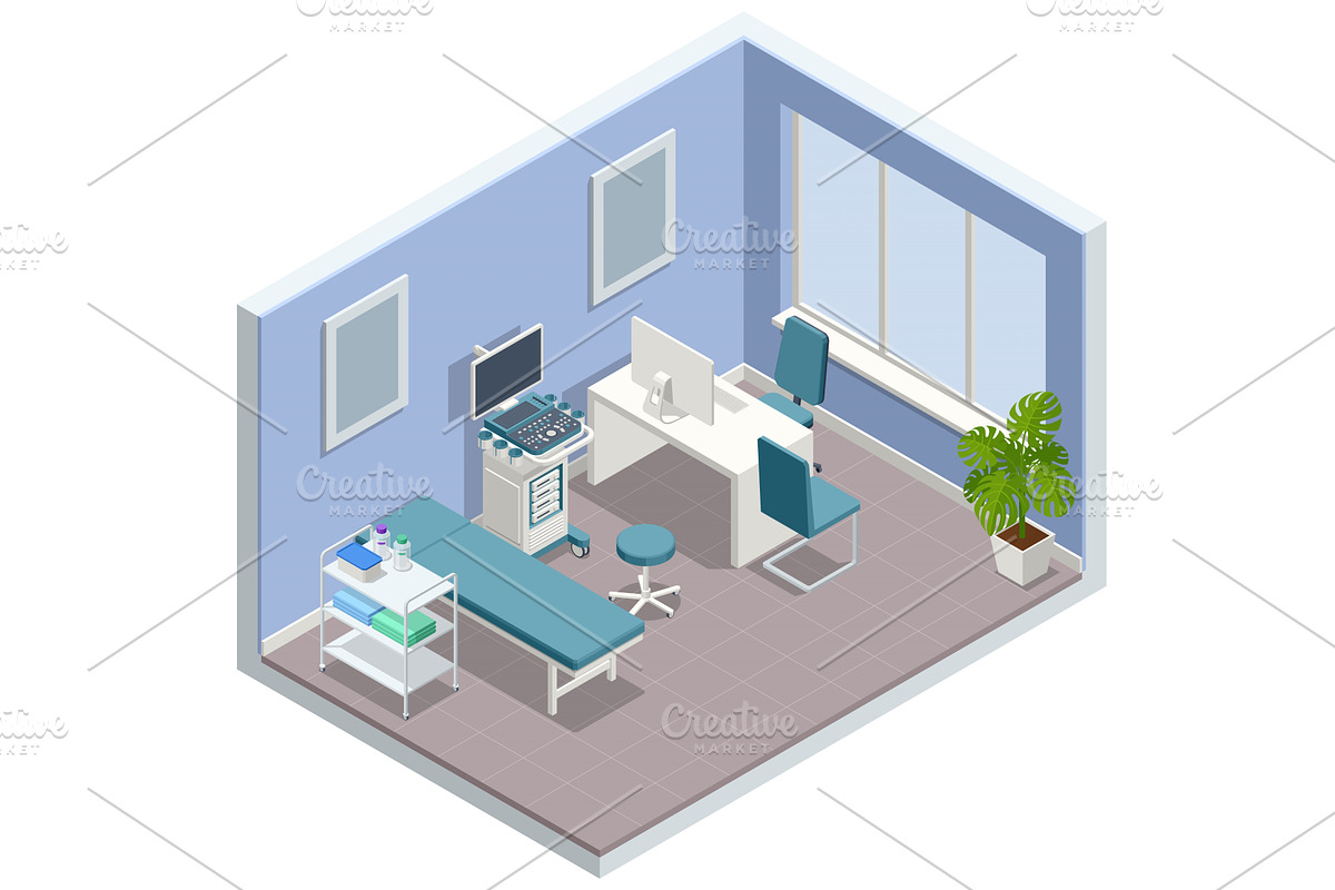 Isometric vector medical ultrasound, a Healthcare Illustration by Golden Sikorka