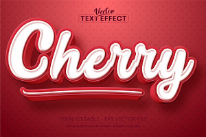 Editable Text Effect Fruit Cherry 3d