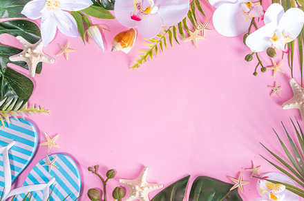 Pink colored summer vacation and holiday background, a Holiday Photo by Rimma