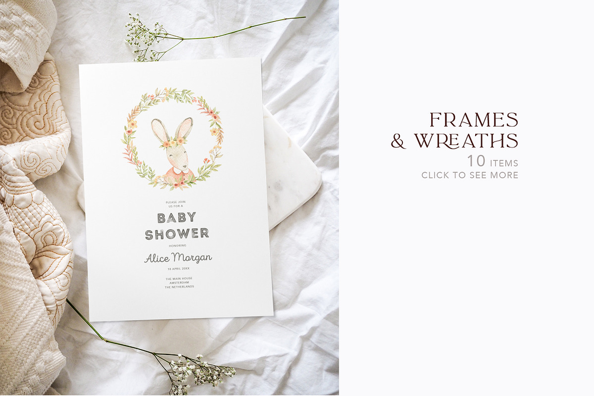 Watercolor baby bunnies. Baby shower, an Animal Illustration by Kate Macate (Photo 3 of 10)