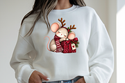 Sleepy Reindeer Mouse with Gift, a Seasonal Illustration by Printable Design Store (Thumbnail 3 of 3)