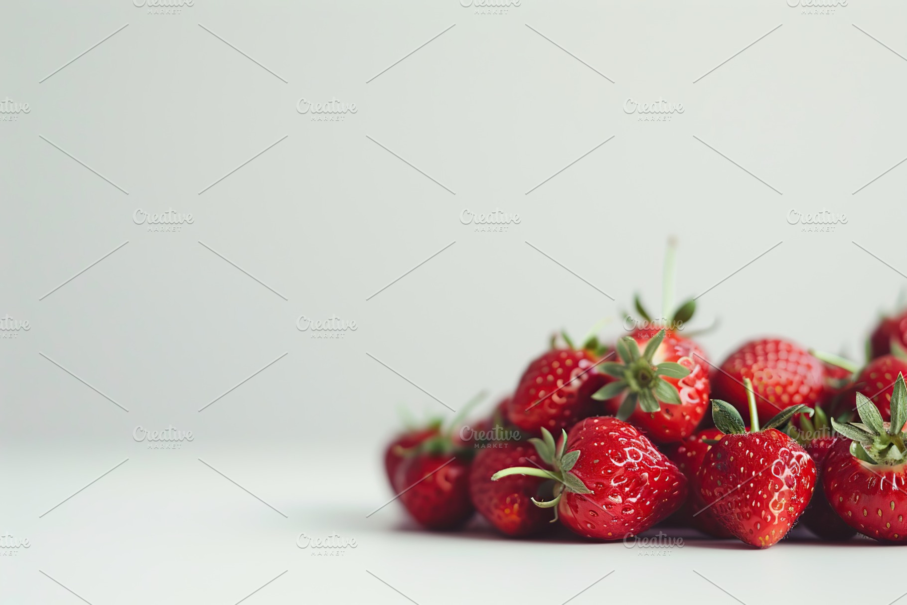 Red strawberries isolated on white background, a Food & Drink Photo by AlyaAnd