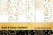 Gold & Color Confetti (PNG included), a Texture Graphic by Chus Moreno Studio (Thumbnail 1 of 4)