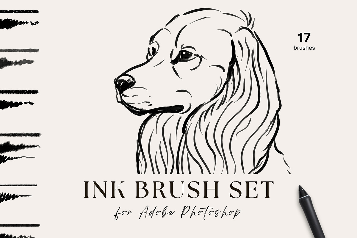 Photoshop Ink Brushes, a Brush Add-On by Jenteva Art (Photo 1 of 12)