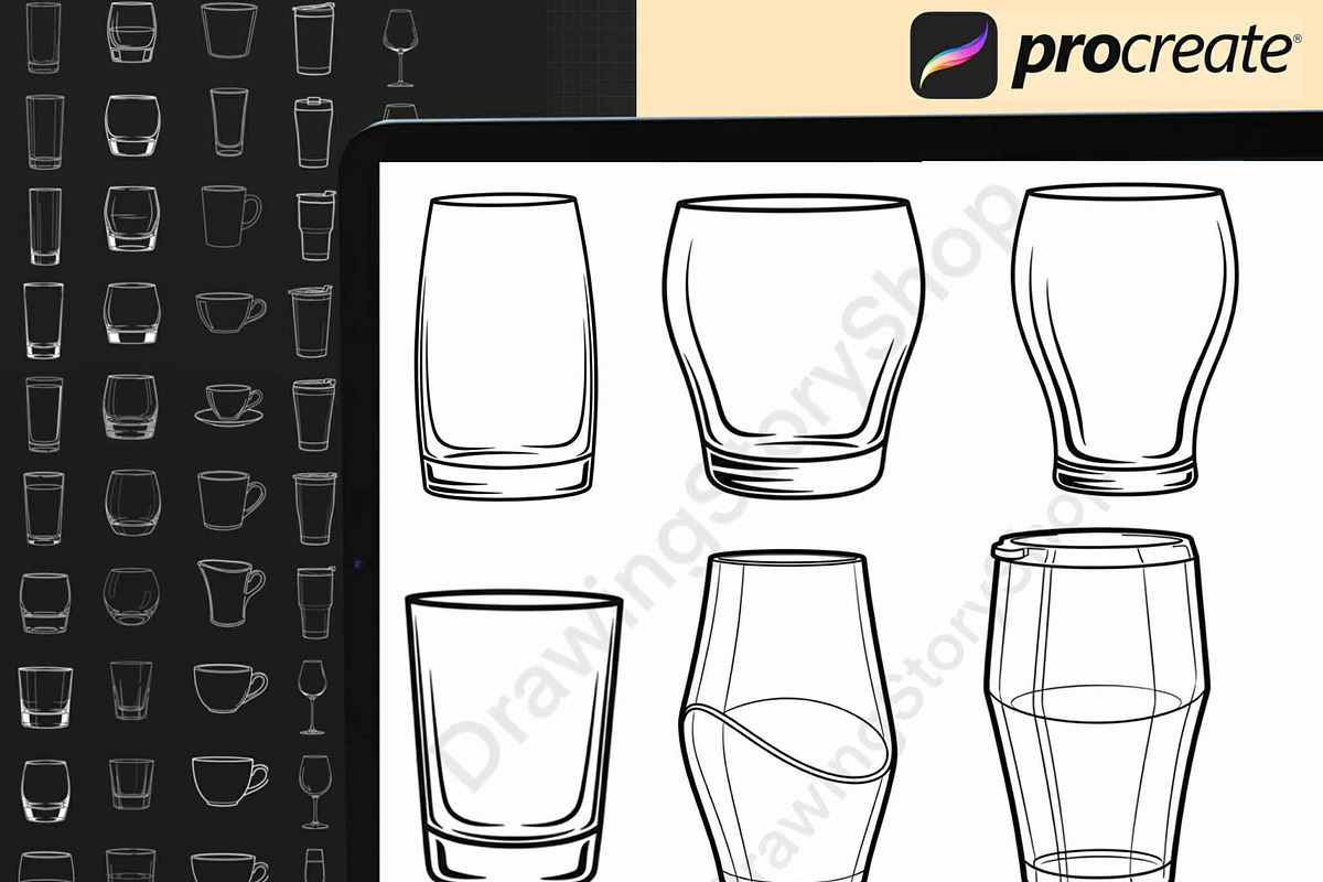 120 Procreate Drink Glass Stamp Set, a Brush Add-On by DrawingStoryShop (Photo 5 of 6)