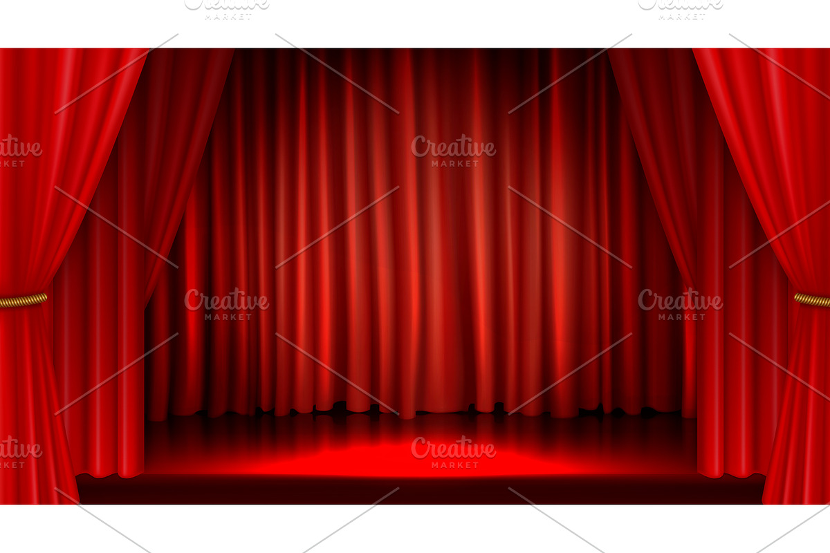 Theater stage with red curtains and, an Illustration by art PVP - market