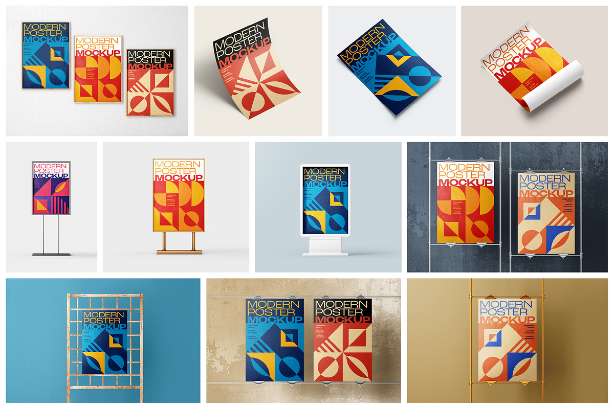Modern Poster Mockup Set, a Print Template by Deeplab (Photo 3 of 25)