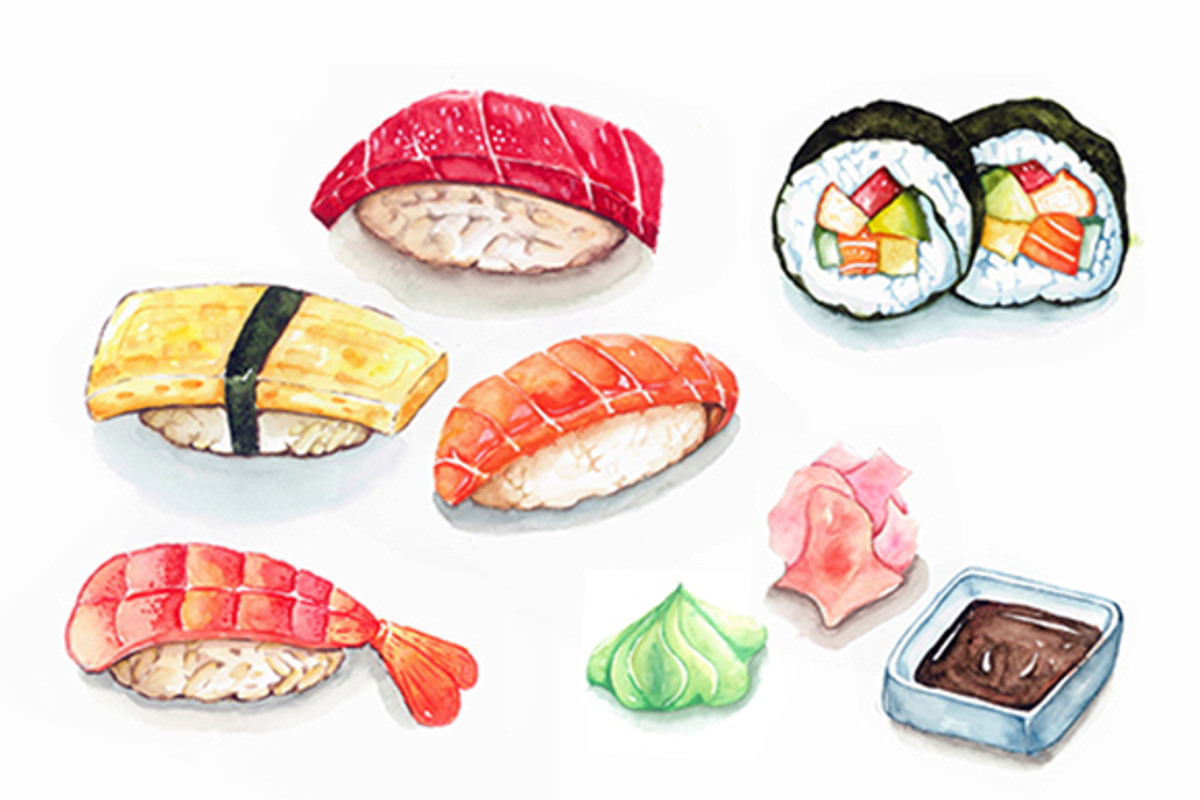Sushi Set 01, a Food Illustration by Ora (Photo 2 of 5)