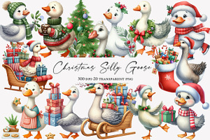 Christmas Silly Goose Clipart Bundle, an Illustration by Designworld