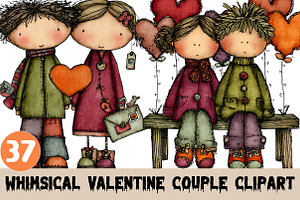 Whimsical Valentine Couple Clipart, a Graphic by CitraGraphics