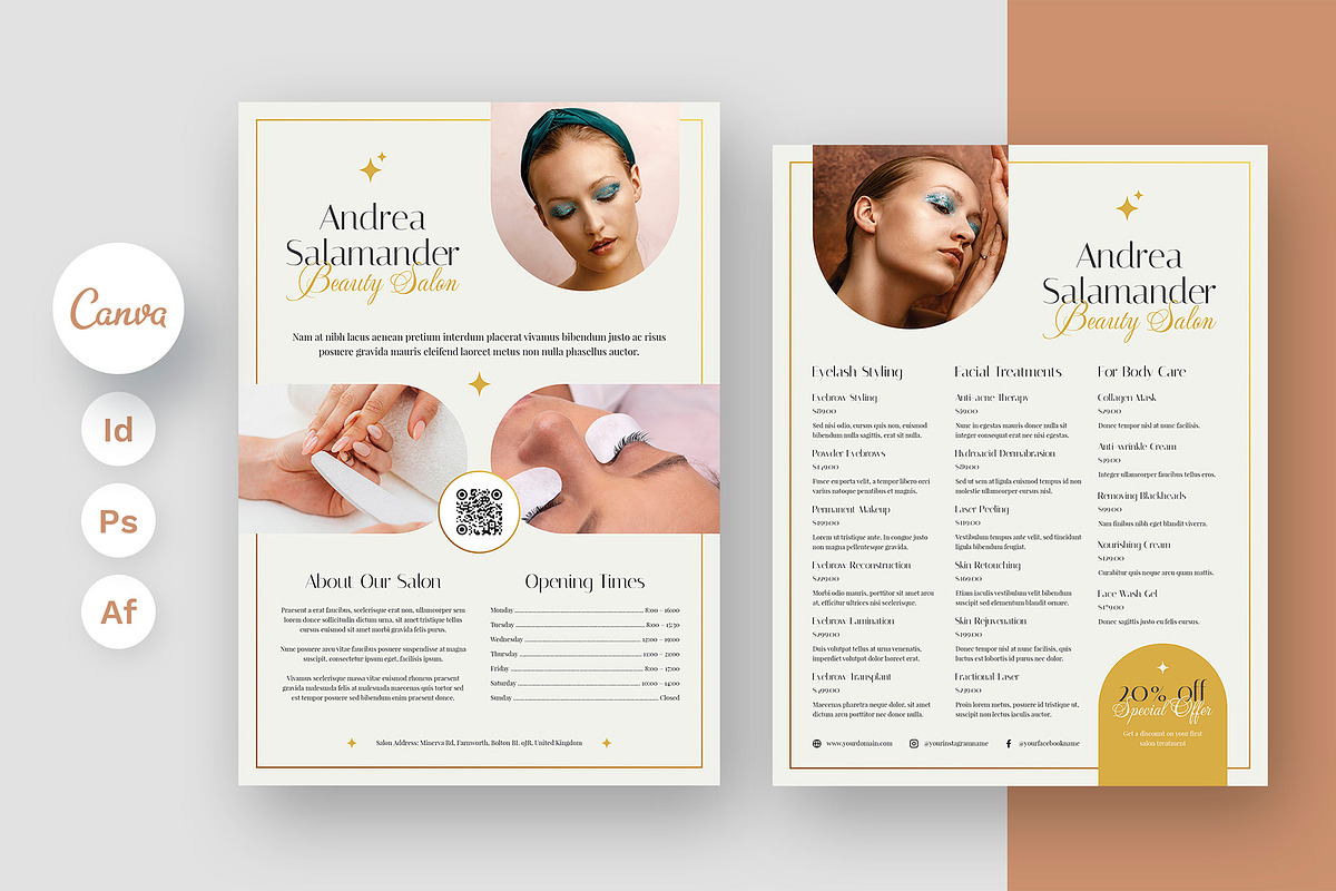 Esthetician Flyer Canva Template, a Flyer Template by artbart (Photo 1 of 12)