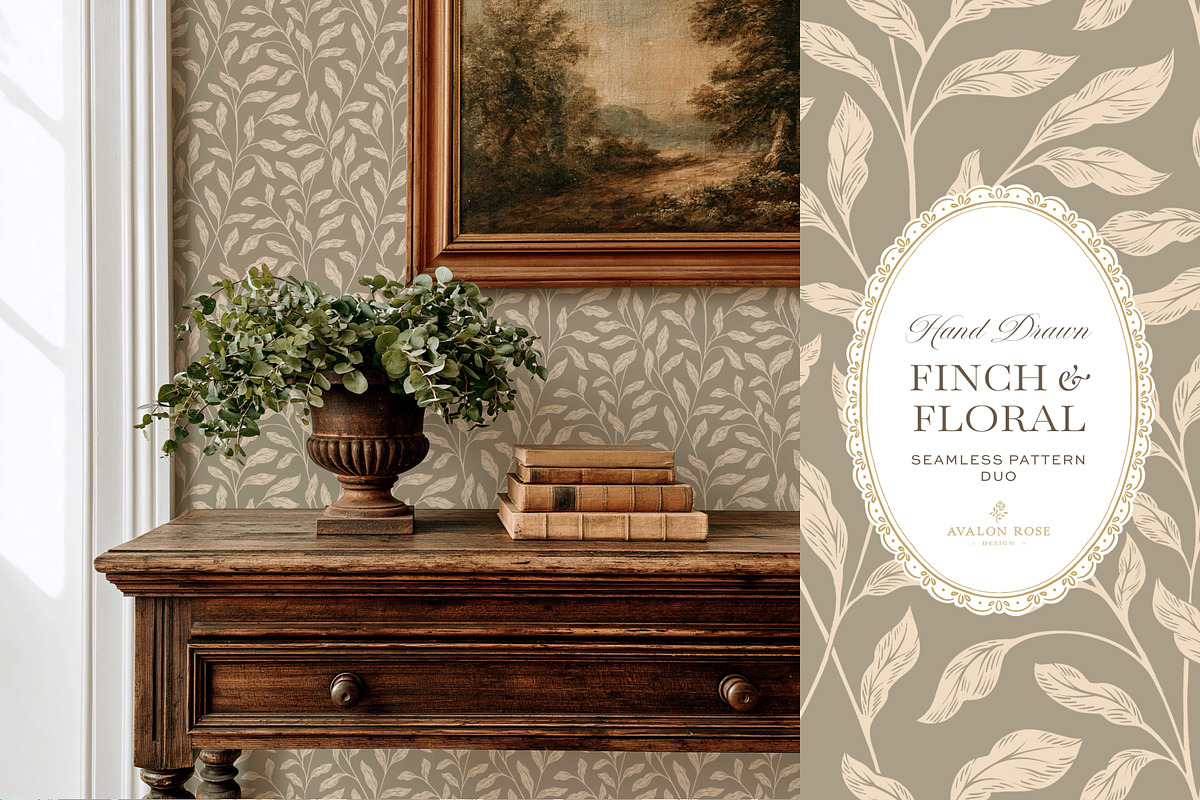 Vintage Bird & Floral Pattern Duo, a Pattern Graphic by Eclectic Anthology (Photo 5 of 13)