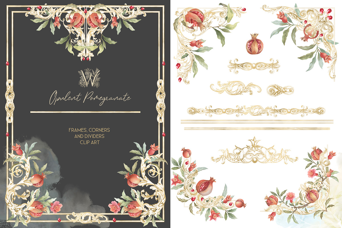 Watercolor Pomegranate collection, a Decorative Illustration by WonderWonder (Photo 1 of 12)