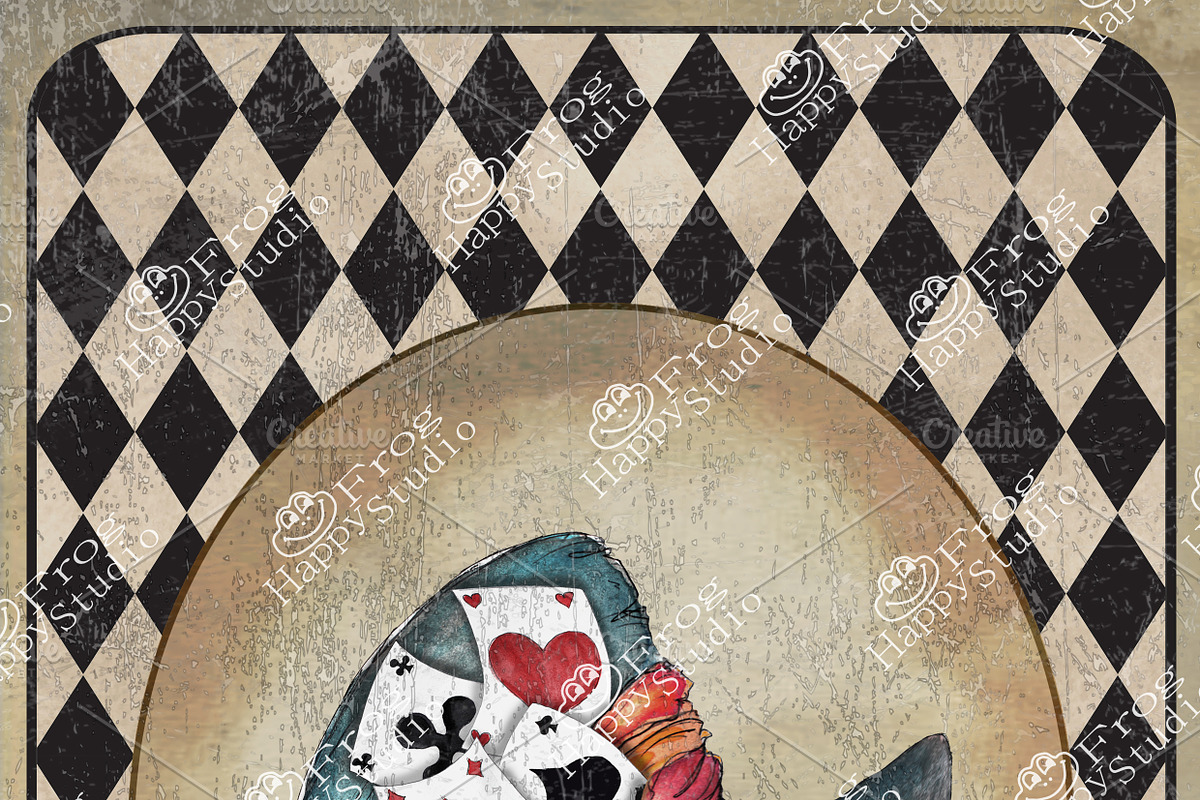 Alice in Wonderland Card Hat, a Decorative Illustration by Arevka