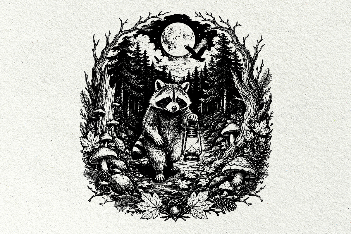 Woodland Raccoon SVG Graphics, an Animal Illustration by DENIDigitalArtSudio (Photo 5 of 8)