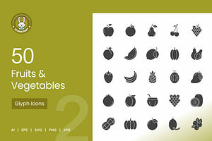 Fruits & Vegetables Glyph Icons, an Icon by IconBunny